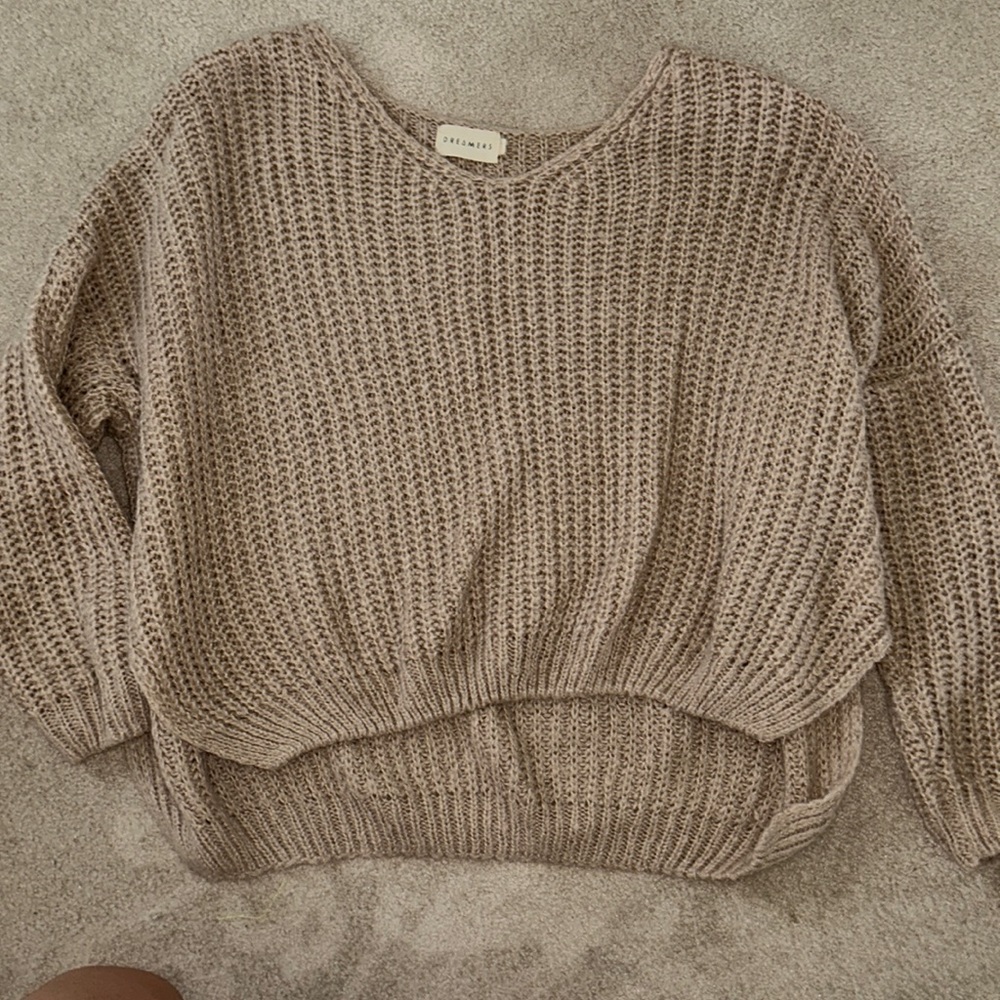 Oversized Cropped Knit Sweater